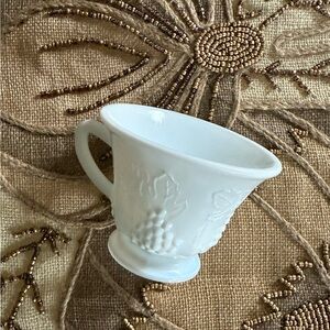 Vintage Indiana Colony White Milk Glass Tea Punch  Cup Harvest Grape Footed Cup